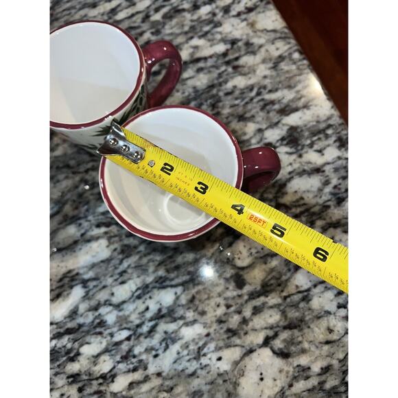 Oneida Strawberry Plaid 4” Mugs set Of 4 Fruit Y2K Coffee Cups Vtg - Picture 4 of 5